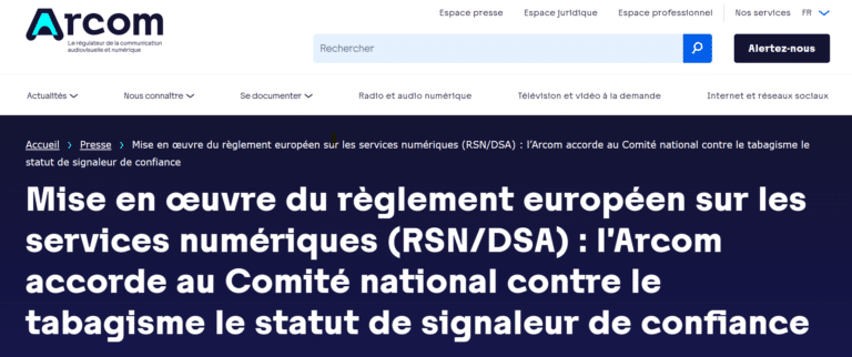 L’Arcom accorde au CNCT le statut de « signaleur de confiance » : une reconnaissance majeure de l’association dans sa lutte contre les pratiques illicite